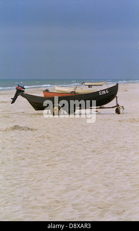 Barche sulla spiaggia, Osterlen,°Skane, Svezia. Foto Stock