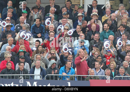 Nottingham, Regno Unito. 5 Giugno 2013. La folla un segnale 6 durante la Terza Internazionale di un giorno tra Inghilterra e Nuova Zelanda da Trent Bridge Cricket Ground. Credit: Azione Plus immagini di sport/Alamy Live News Foto Stock