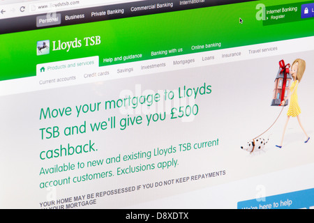 LLOYDS TSB Online Banking Sito Web o una pagina web su uno schermo di computer portatile o sul monitor di un computer Foto Stock