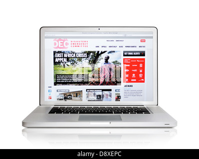 Disaster Comitato di emergenza del sito web su schermo portatile - Gruppo di beneficenza dedicata ai dipartimenti d aiuto in caso di catastrofe Foto Stock