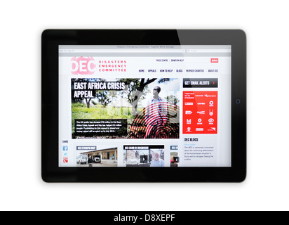 Disaster Comitato di emergenza del sito web su iPad - Gruppo di beneficenza dedicata ai dipartimenti d aiuto in caso di catastrofe Foto Stock