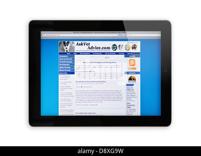 Chiedi consigli IFP sito web su iPad - Animale salute domande Foto Stock