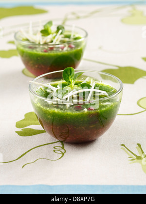 Lattuga mais,la barbabietola e il sedano zuppa fredda Foto Stock