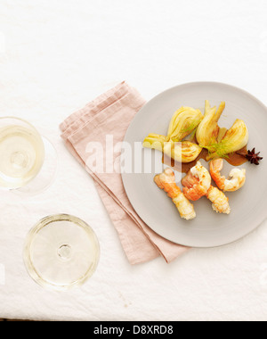 La baia di Dublino di gamberi con finocchio e salsa piccante Foto Stock