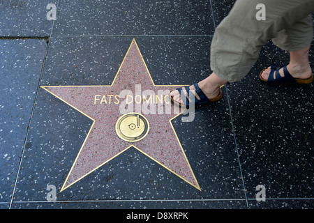 Terrazzo star per artisti Fat domino, categoria Musica, Drumming di fama, Hollywood Boulevard, Hollywood, Los Angeles, Californi Foto Stock