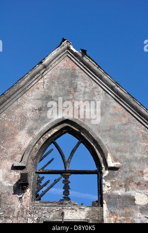 Chiesa bruciato dal fuoco, a Nassau, Bahamas Foto Stock