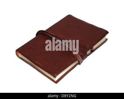 Un isolato leatherbound libro. Foto Stock