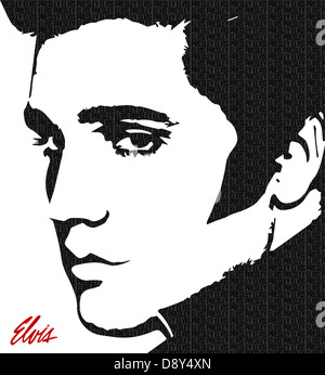 Disegno del famoso cantante americana musicista e attore Aaron Elvis Presley Foto Stock