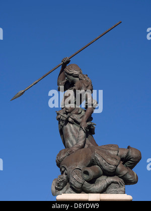 Vista laterale del Maria Pita statua presso il Plaza de Maria Pita, La Coruña, Galizia, Spagna, Europa Foto Stock