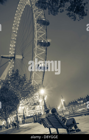 Vista del London Eye Foto Stock