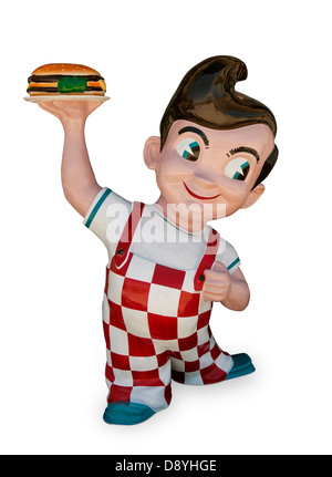 Una casa di Bob Big Boy rigido nel ristorante iconica statua knockout su sfondo bianco Foto Stock