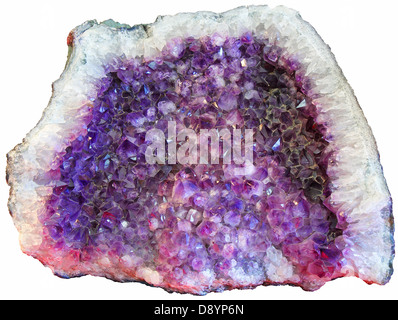 Pietre dure Ametista isolato su sfondo bianco Foto Stock