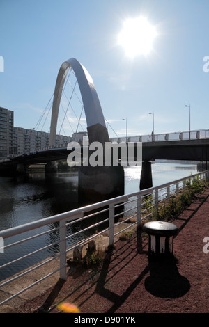 Fiume Clyde landmarks, BBC, Auditorium, campane Bridge, SECC, Armadillo, Science Center, Foto Stock