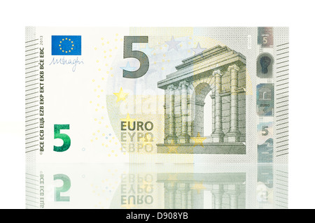 Nuovo cinque euro bill Foto Stock