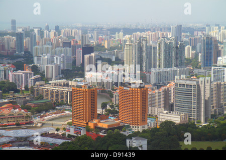 Singapore, skyline della città, grattacieli, vista aerea dall'alto, Singapore River, Clarke Quay, Riverside Point, alto, condominio residenziale Apart Foto Stock