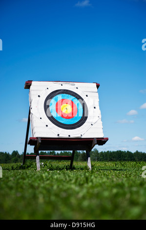 Tiro con l'arco bersaglio sul prato Foto Stock