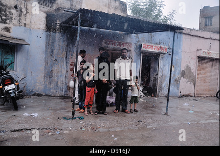 Una famiglia musulmana a Jaipur. Rajasthan, India Foto Stock