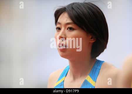 Kana - Ichikawa, Giugno 7, 2013 - Atletica : la 97th Giappone Track & Field Campionati Nazionali Donne 100m a Ajinomoto Stadium, Tokyo, Giappone. (Foto di YUTAKA/AFLO SPORT) [1040] Foto Stock