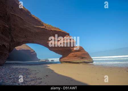 Spiaggia di Legzira, Marocco Foto Stock