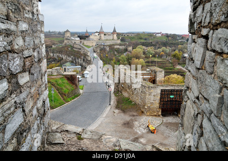 Il castello di Kamianets-Podilskyi, Khmelnytskyi Oblast, Ucraina - Nov 2012 Foto Stock