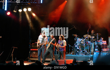 SMV - Stanley-Clarke-Wooten - American electric bass super gruppo sul palco durante Stockholm Jazz Festival Foto Stock