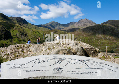 Il rilievo mappa di Mount Snowdon nel Parco Nazionale di Snowdonia nel Galles del Nord Foto Stock