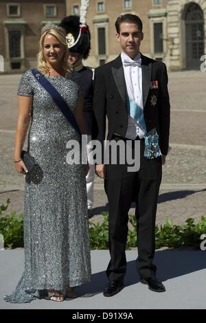 Stoccolma, Spagna. 8 Giugno, 2013. La principessa Teodora di Grecia e il Principe Philippos della Grecia partecipare al Matrimonio della principessa Madeleine di Svezia e Christopher O'Neill ospitato da Re Carl Gustaf XIV e la Regina Silvia al Palazzo Reale il 8 giugno 2013 a Stoccolma, Svezia. (Immagine di credito: credito: Jack Abuin/ZUMAPRESS.com/Alamy Live News) Foto Stock