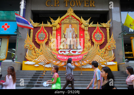 Bangkok Thailandia, Thai, Silom, Rama IV Road, C.P. Torre, Re Bhumibol Adulyadej, Rama IX, santuario, Thai130212027 Foto Stock