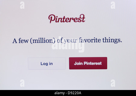 Sito web Pinterest acquisizione schermata Foto Stock