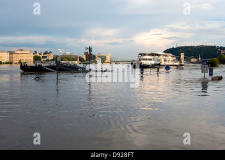 Budapest Danube Donau flood Foto Stock