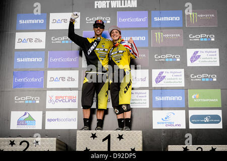 Fort William, UK. 8 Giugno, 2013. durante le qualifiche per l'UCI Mountain Bike World Cup a Fort William. Foto Stock