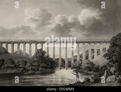 Vista di Acquedotto Pontcysyllte, il Galles del Nord, Regno Unito, circa 1900 Foto Stock
