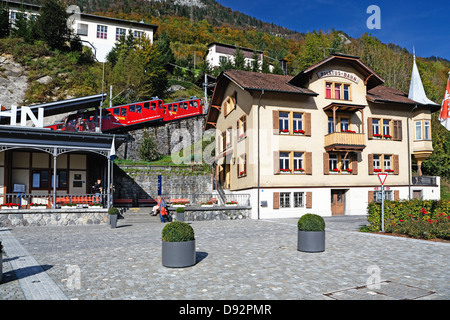 Pilatus Mountain ruota dentata stazione ferroviaria, Alpnach, Svizzera Foto Stock