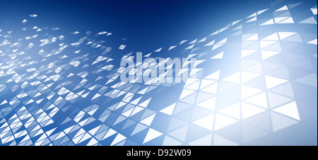 Un modello di triangoli su uno sfondo blu Foto Stock
