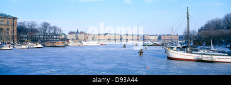 Vista su Stoccolma durante l'inverno. Foto Stock