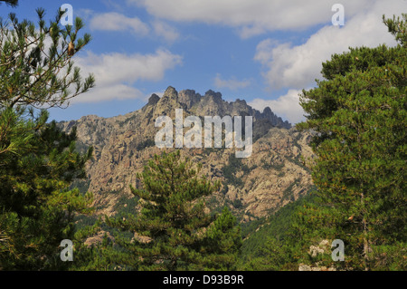 Aiguilles de Bavella, Col de Bavella, Alta Rocca Regione, Corse-du-Sud, Corsica, Francia Foto Stock