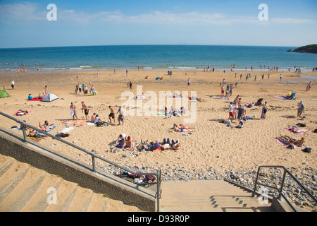 Langland Bay, Penisola di Gower, posizione costiera nei pressi di Mumbles, Swansea, Galles Foto Stock