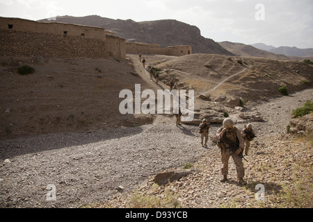 Marines americani condurre una sicurezza e operazione di azzeramento durante il funzionamento incubo Giugno 6, 2013 in Nowzad, Afghanistan. Foto Stock