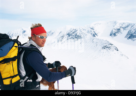 Sciatore scandinavo, Kebnekaise, Svezia. Foto Stock