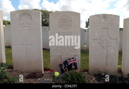 La trama da cui Australia il soldato sconosciuto è stato riesumato in 1993, il Cimitero di Adelaide, Villers-Bretonneux, Somme, Francia. Foto Stock