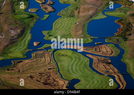 Un campo da golf, vista aerea. Foto Stock