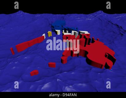 Mappa di Filippine bandiera in astratto illustrazione dell'oceano Foto Stock