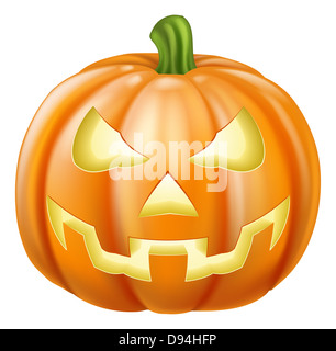 Illustrazione di un scolpito zucca di Halloween o jack o' lanterna Foto Stock