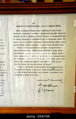 Il 3 firmatari della conferenza di Yalta nel 1945 nel palazzo di Livadia vicino a Yalta, Crimea, Mar Nero Foto Stock