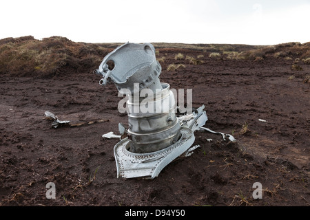 Relitti di velivoli da un Gloster Meteor getto che si è schiantato sul Knock è sceso nel North Pennines il 24 marzo 1954 Foto Stock