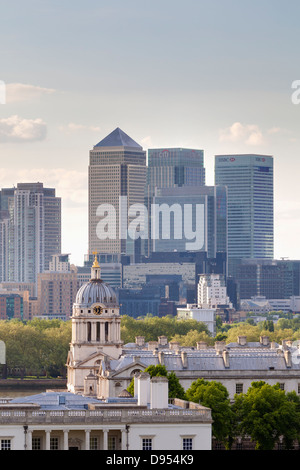 Vista dal parco di Greenwich, London, Regno Unito Foto Stock