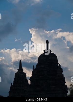 Prambanan templi silhouette Foto Stock