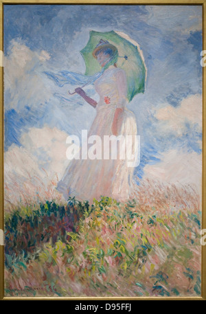 Claude Monet Essai de figura en plein air aka Femme à l'ombrelle tournéé vers la gauche - Test figura outdoor aka donna con un P Foto Stock