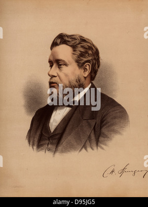 Charles Haddon Spurgeon (1834-1892) inglese famoso predicatore battista, nato a Kelvedon, Essex. Chiamato il principe dei Predicatori, egli ha attirato un pubblico di oltre 10.000. Dal momento della sua morte aveva predicato 36.000 sermoni. Da "Il moderno Portrait Gallery" (London, c1880). Litografia colorata. Foto Stock