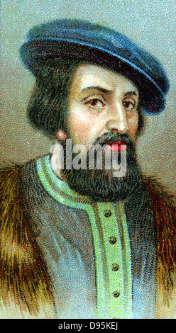 Hernando Cortez (Cortes - 1485-1547) il conquistador spagnolo che hanno conquistato il Messico. Chromolithograph Foto Stock